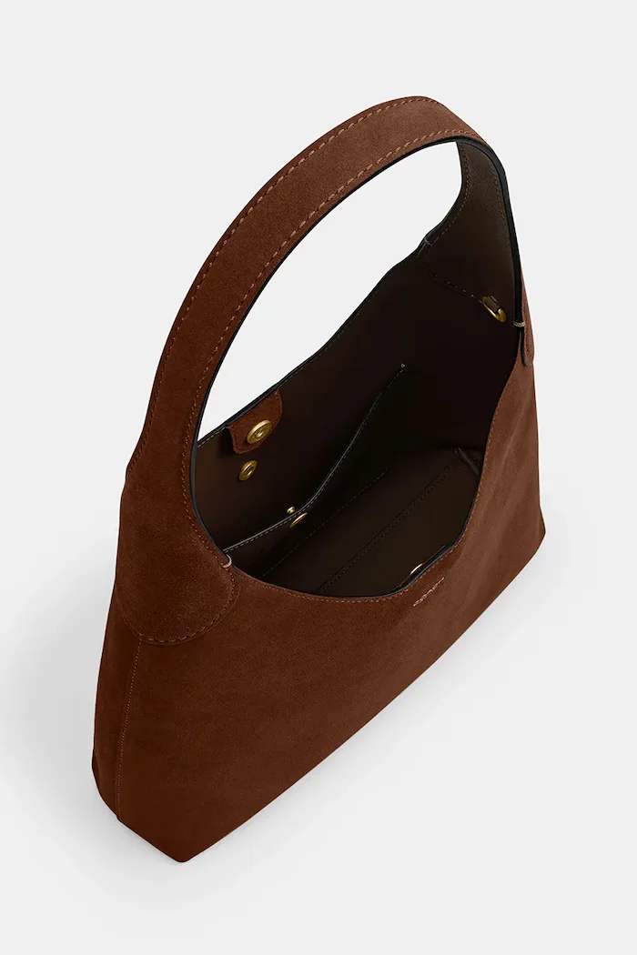 Coach чанта дамска от велур Brooklyn Shoulder Bag 28 кафява CW637
