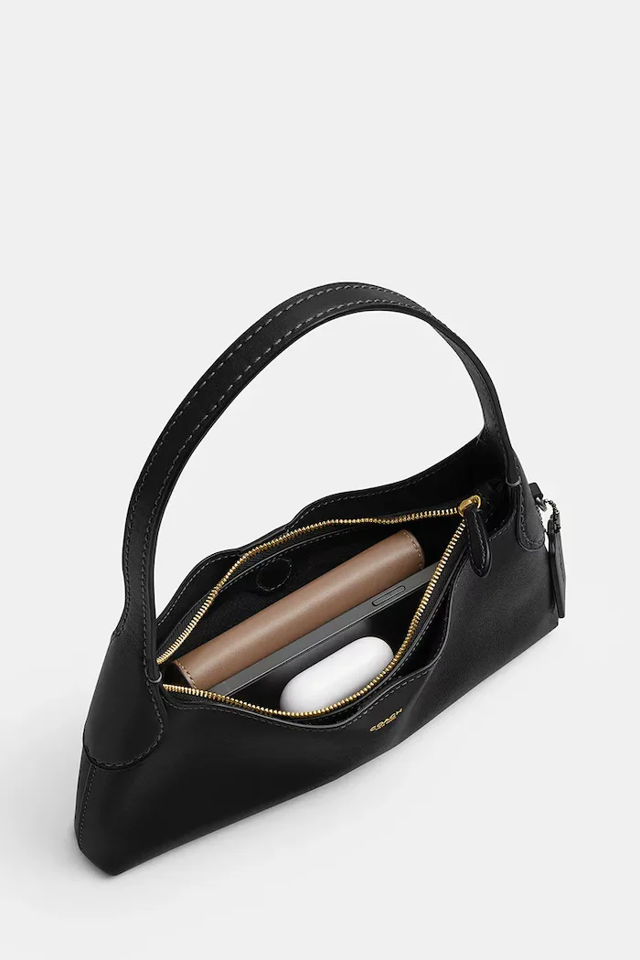 Coach чанта тип багета дамска от кожа Brooklyn Shoulder Bag 26 черна CFT34