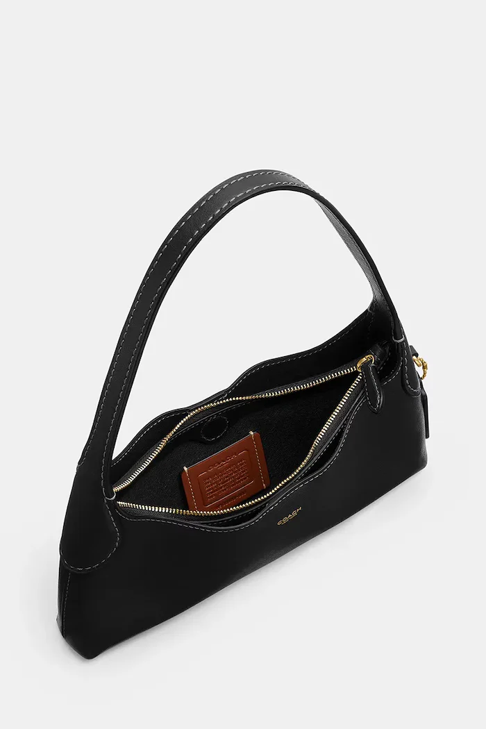 Coach чанта тип багета дамска от кожа Brooklyn Shoulder Bag 26 черна CFT34