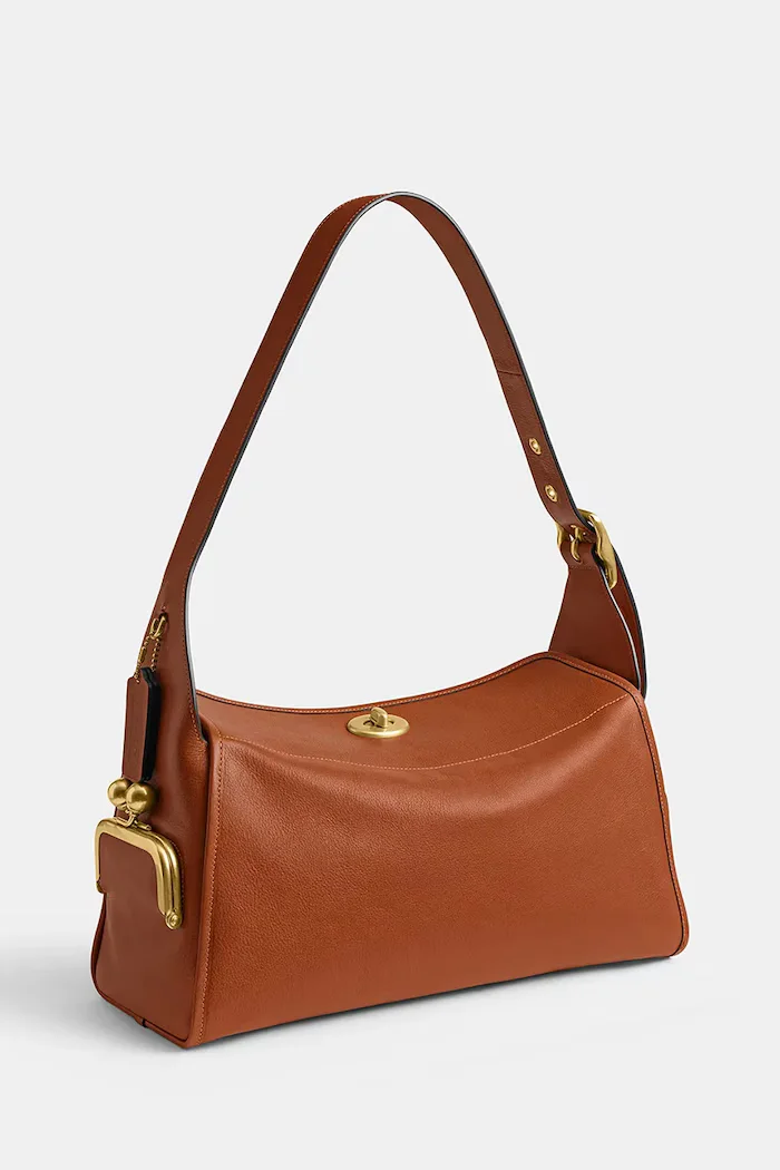 Coach чанта тип хобо дамска от кожа Turnlock Haversack Bag кафява CDZ12