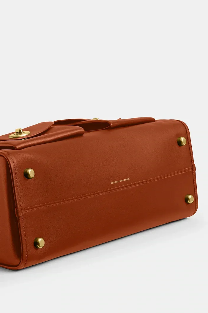 Coach чанта тип хобо дамска от кожа Turnlock Haversack Bag кафява CDZ12