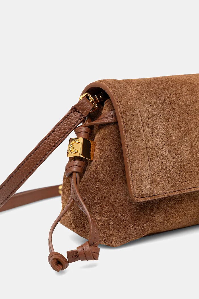 COCCINELLE чанта crossbody дамска от велур кафява E5 VCB 55 01 01