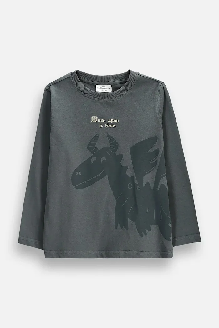 Coccodrillo блуза с дълги ръкави за деца от памук сива REBEL KNIGHT BOY KIDS