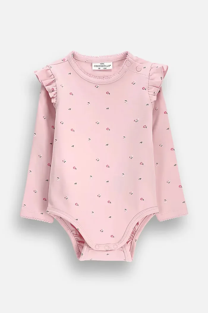 Coccodrillo боди за бебе от памук розово FAIR FROST GIRL NEWBORN