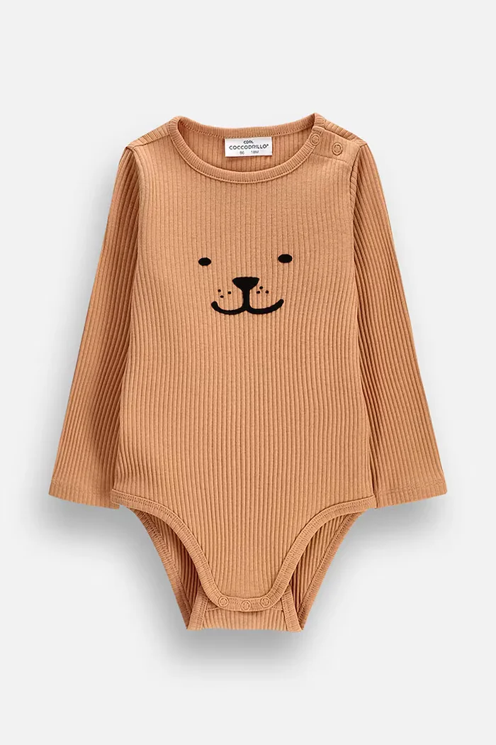 Coccodrillo боди за бебе от памук с еластан бежово SMALL WONDER UNISEX NEWBORN