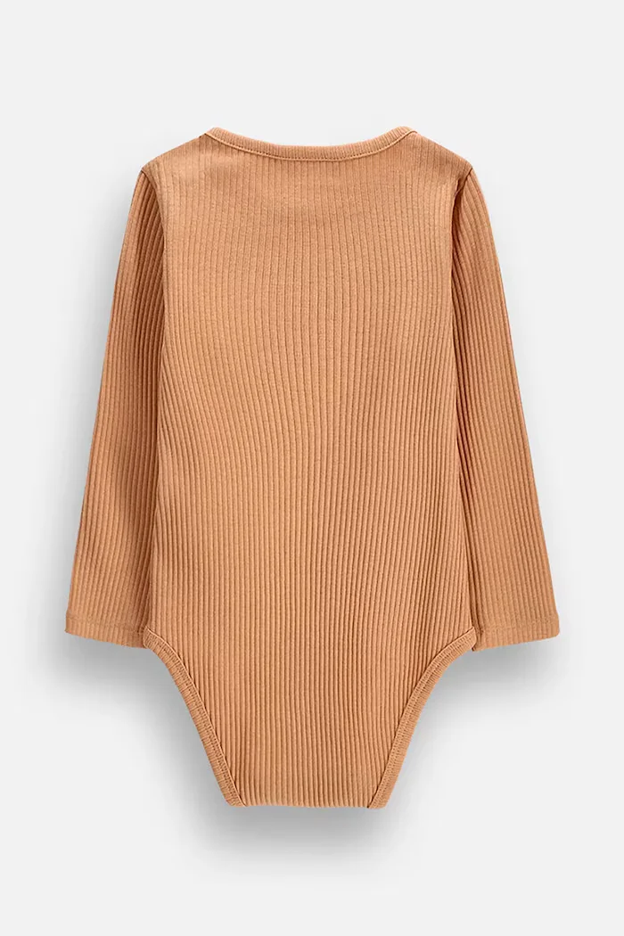 Coccodrillo боди за бебе от памук с еластан бежово SMALL WONDER UNISEX NEWBORN