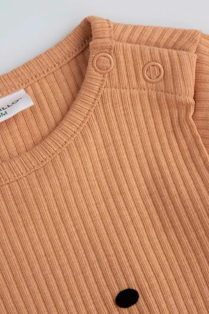 Coccodrillo боди за бебе от памук с еластан бежово SMALL WONDER UNISEX NEWBORN