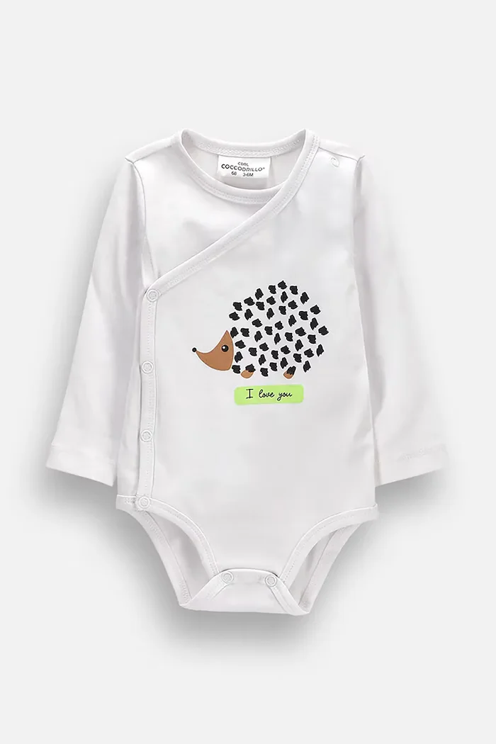 Coccodrillo боди за бебе от памук с еластан бяло FRIENDS FOREVER BOY NEWBORN