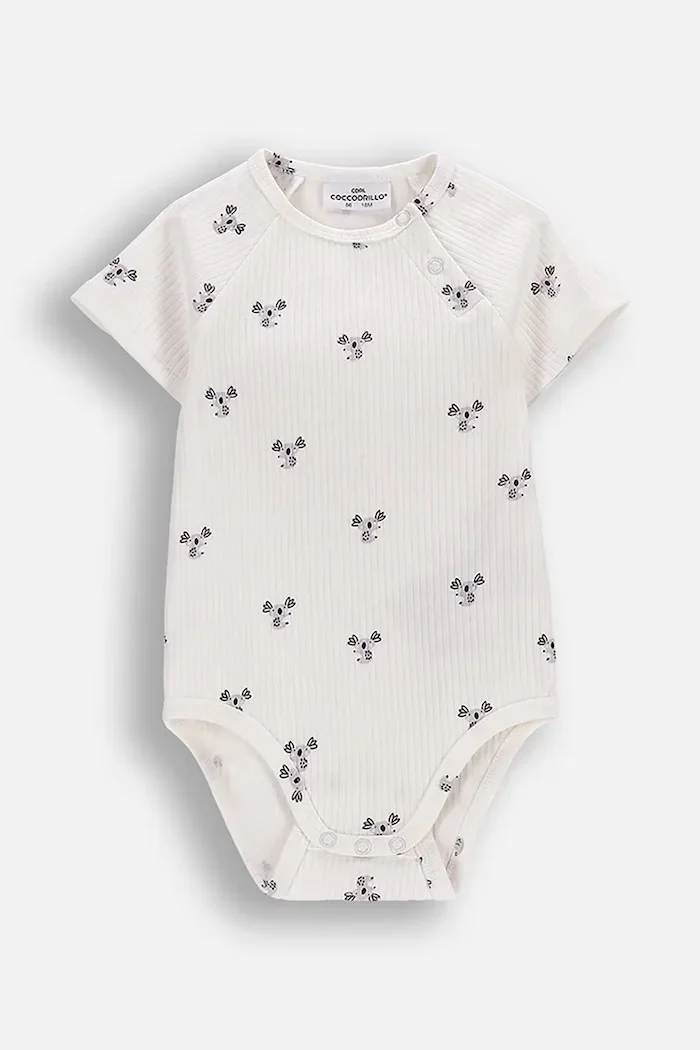 Coccodrillo боди за бебе с памук бежово SMILE UNISEX NEWBORN