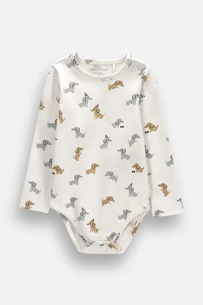 Coccodrillo боди за деца от памук бежово SMALL WONDER UNISEX NEWBORN