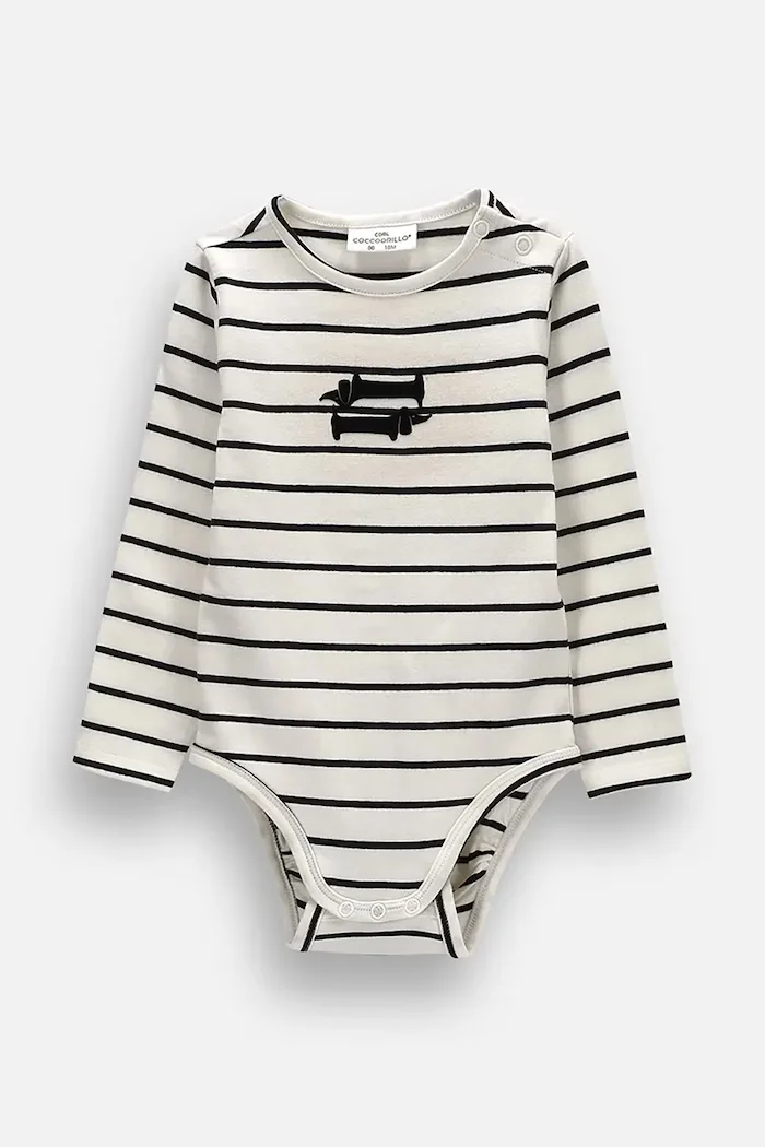 Coccodrillo боди за деца от памук с еластан бежово SMALL WONDER UNISEX NEWBORN
