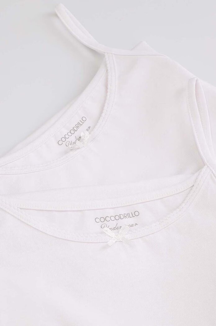 Coccodrillo Детски памучен топ (2 броя) в бяло BASIC UNDERWEAR