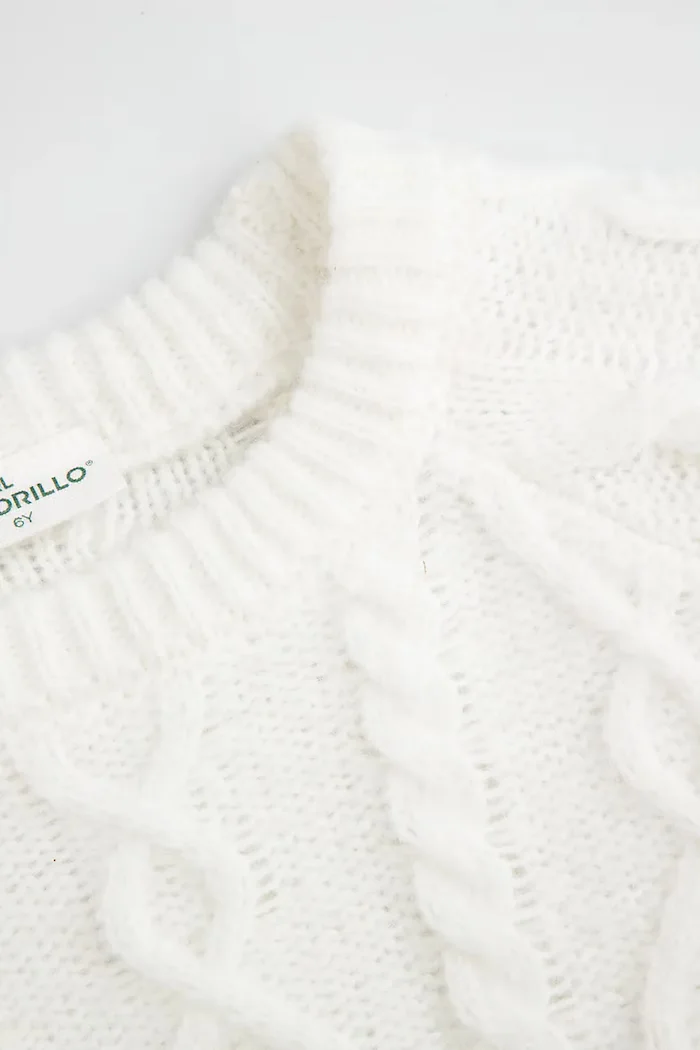 Coccodrillo Детски пуловер с вълна в бежово WINTER COSY GRIL KIDS