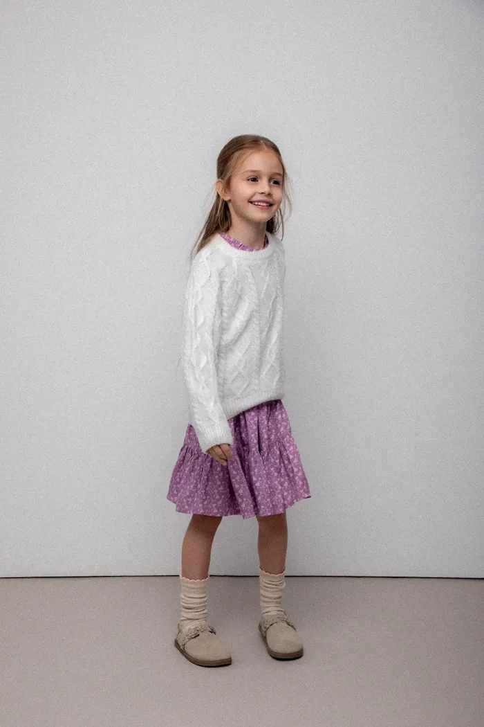 Coccodrillo Детски пуловер с вълна в бежово WINTER COSY GRIL KIDS