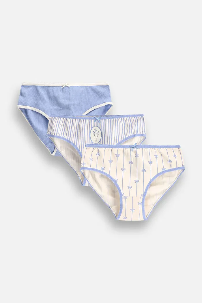 Coccodrillo класически бикини за деца от памук с еластан 3 броя сини PANTS