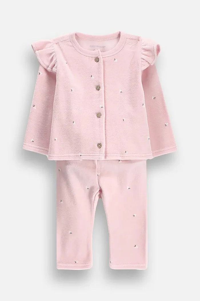 Coccodrillo комплект за бебе от кадифе розов FAIR FROST GIRL NEWBORN