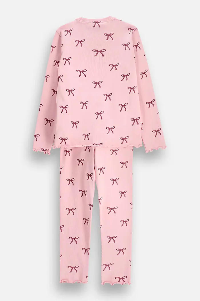 Coccodrillo пижама от две части за деца от памук с еластан розова PYJAMAS