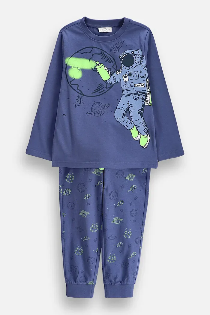 Coccodrillo пижама от две части за деца от памук синя PYJAMAS