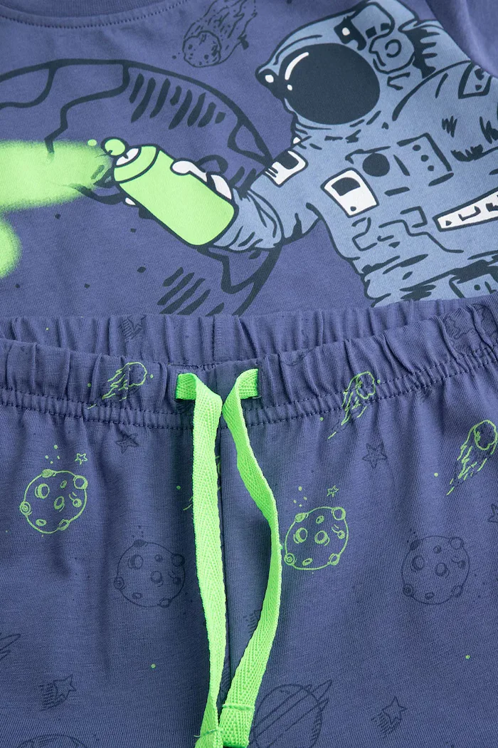 Coccodrillo пижама от две части за деца от памук синя PYJAMAS