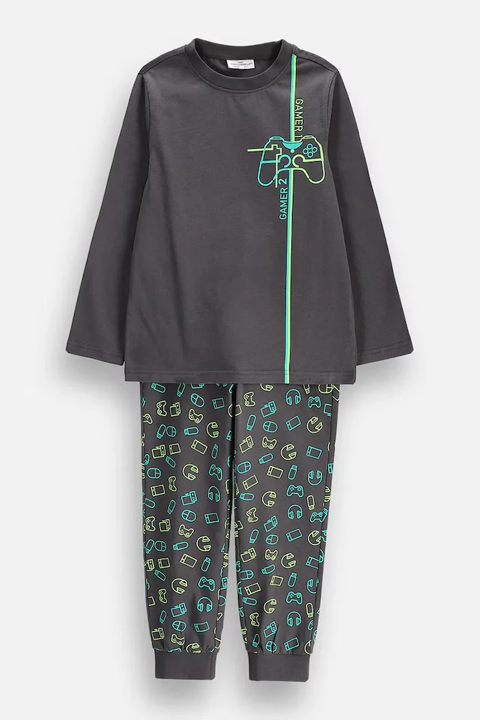 Coccodrillo пижама от две части за деца от памук сива PYJAMAS