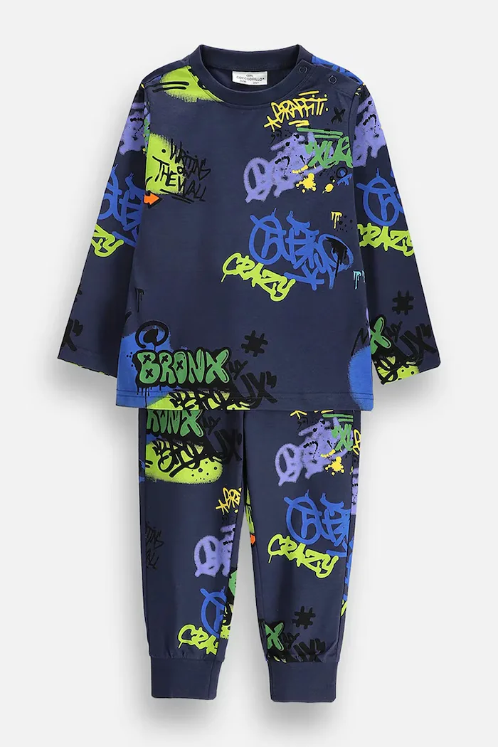 Coccodrillo пижама от две части за деца от памук тъмносиня PYJAMAS