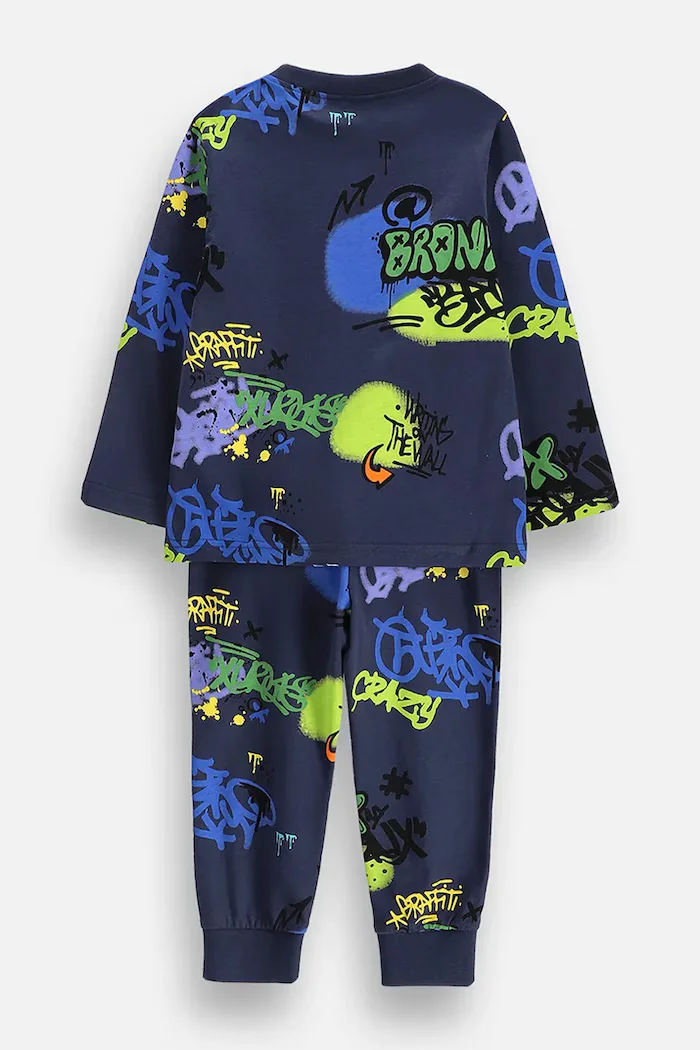 Coccodrillo пижама от две части за деца от памук тъмносиня PYJAMAS