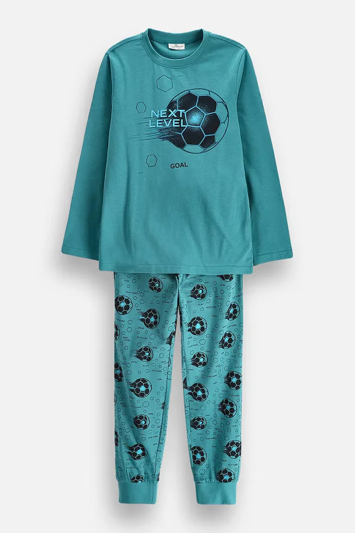 Coccodrillo пижама от две части за деца от памук тюркоазена PYJAMAS