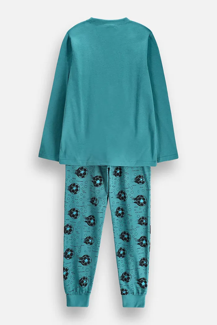 Coccodrillo пижама от две части за деца от памук тюркоазена PYJAMAS