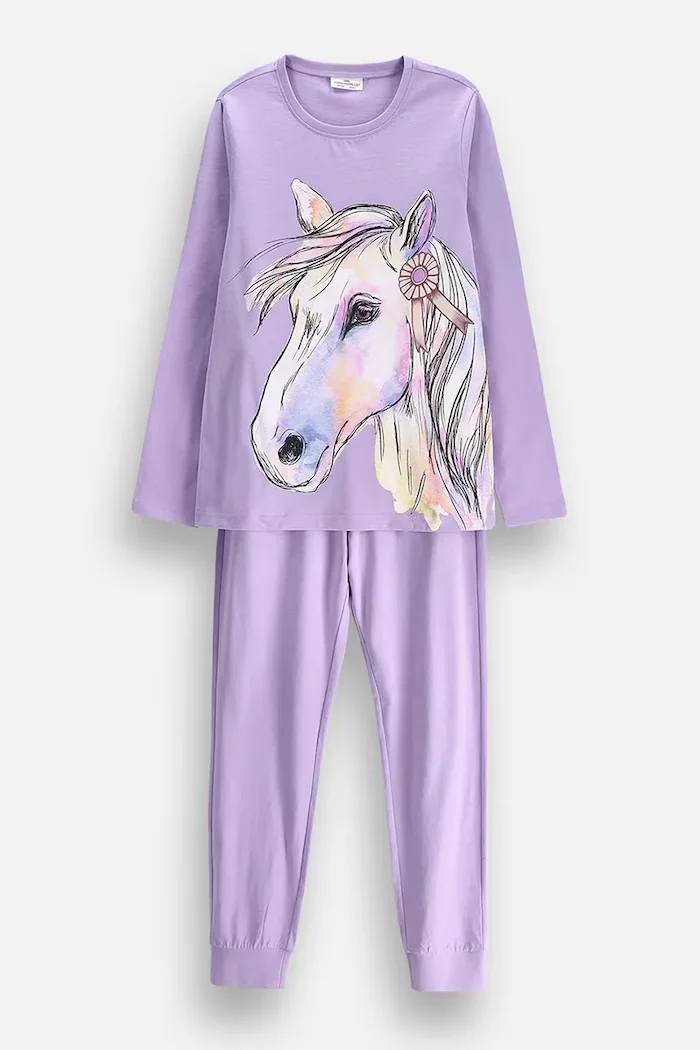 Coccodrillo пижама от две части за деца от памук виолетова PYJAMAS