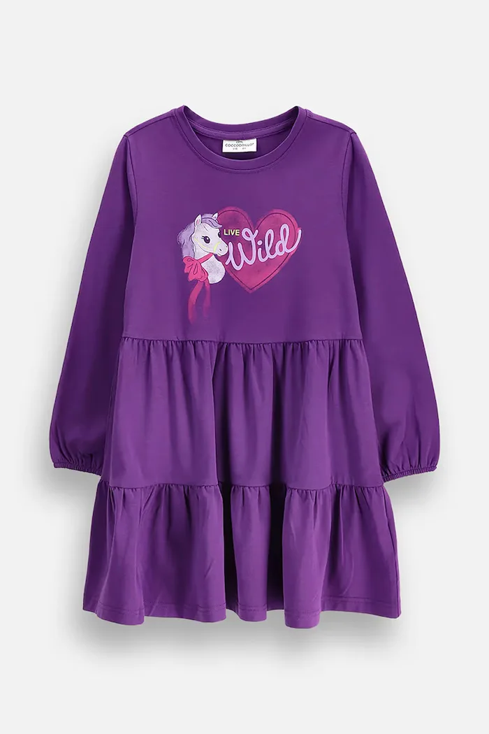 Coccodrillo рокля от памук виолетова с щампа HOBBY PONNY GIRL KIDS