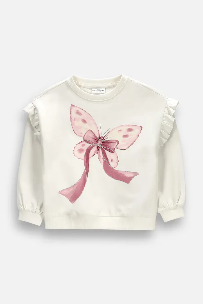 Coccodrillo суичър за деца от памук бежов FAIR FROST GIRL KIDS
