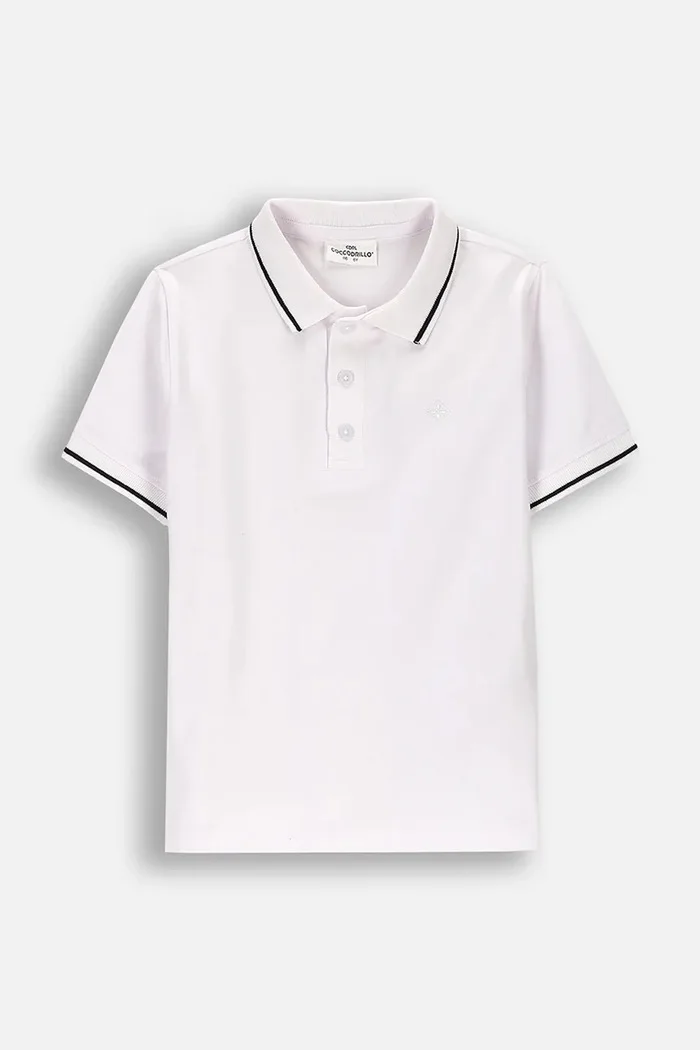 Coccodrillo тениска с яка за деца от памук бяла ELEGANT JUNIOR BOY