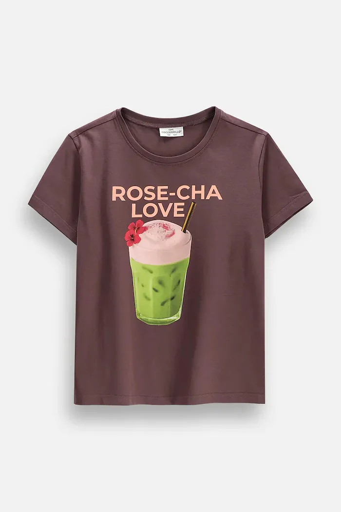 Coccodrillo тениска за деца от памук с еластан кафява EVERYDAY GIRL A