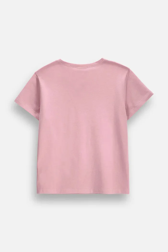 Coccodrillo тениска за деца от памук с еластан розова EVERYDAY GIRL A
