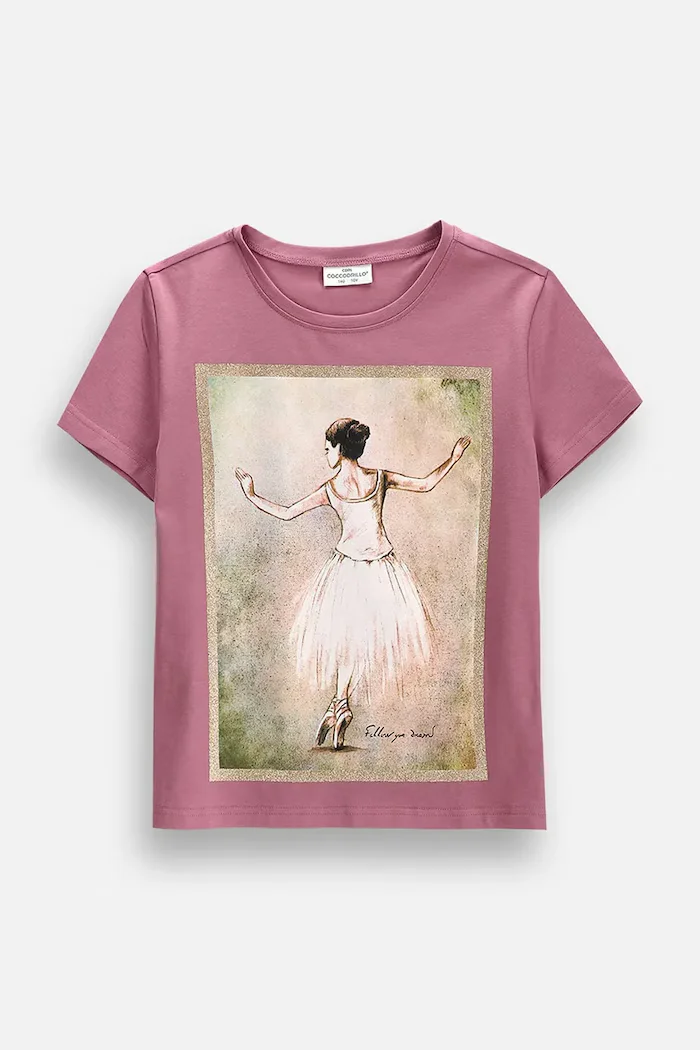 Coccodrillo тениска за деца от памук с еластан розова EVERYDAY GIRL A