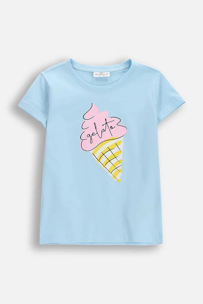 Coccodrillo тениска за деца от памук синя QUIRKY SEA CIRCUS GIRL KIDS