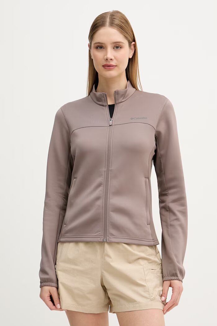 Columbia Спортен суичър Sloan Crest в кафяво с изчистен дизайн 2155781