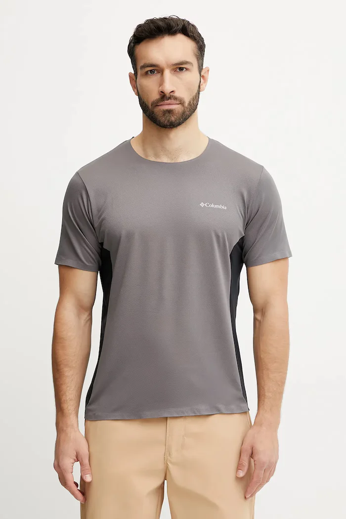 Columbia Спортна тениска Three Pitch в бежово с десен 2114753