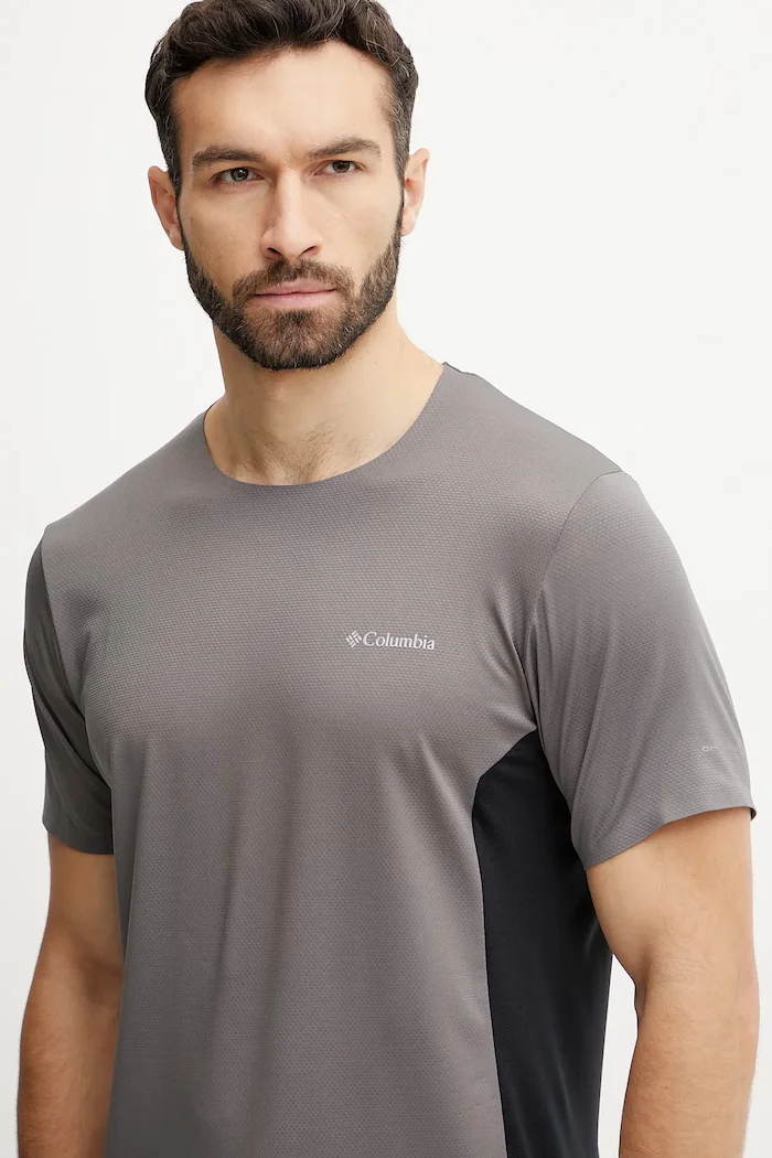 Columbia Спортна тениска Three Pitch в бежово с десен 2114753