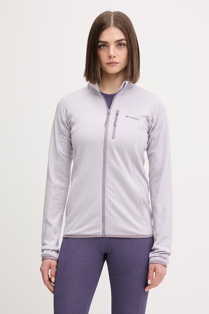 Columbia Суичър за спортове на открито Essential Hike в лилаво с принт 2136233