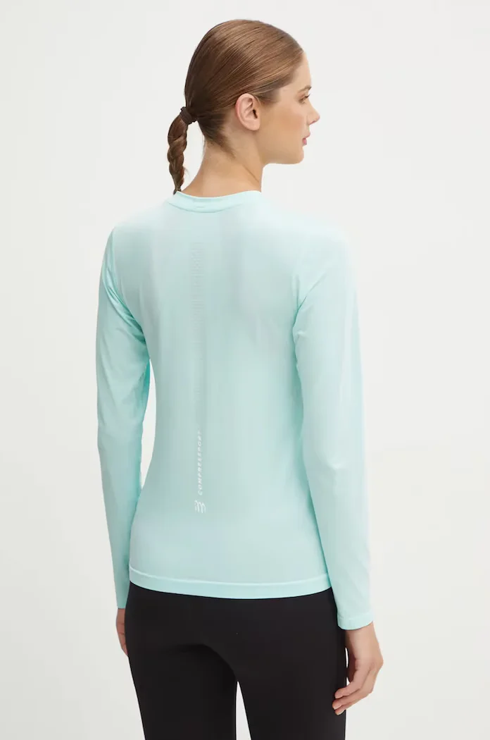 Compressport Блуза с дълги ръкави за бягане Performance в тюркоазено ATSW4955