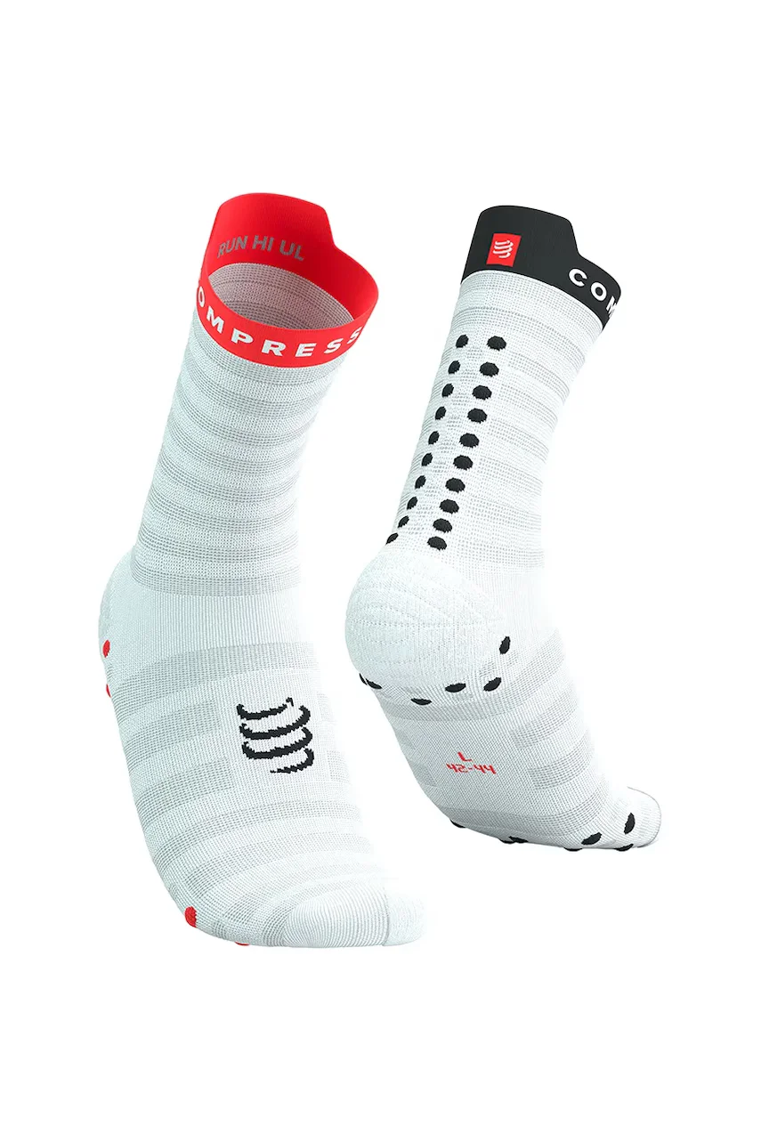 Compressport Чорапи Pro Racing Socks v4.0 Ultralight Run High - White/Alloy