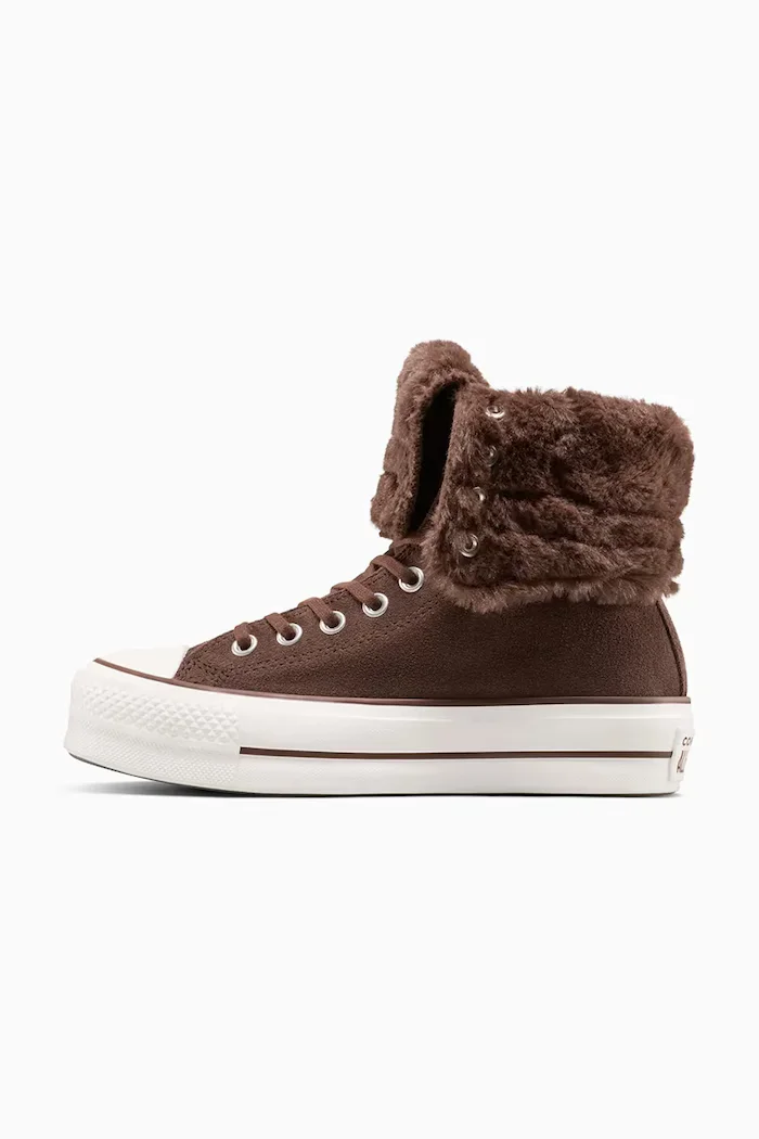 Converse Високи кецове Chuck Taylor All Star Star Fold Over Lift в кафяво A15230C