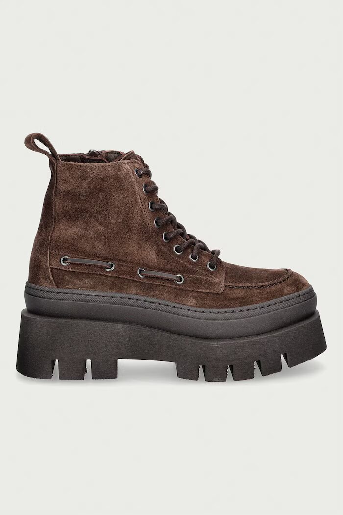 Copenhagen кубинки с платформа дамски от велур кафяви CPH697