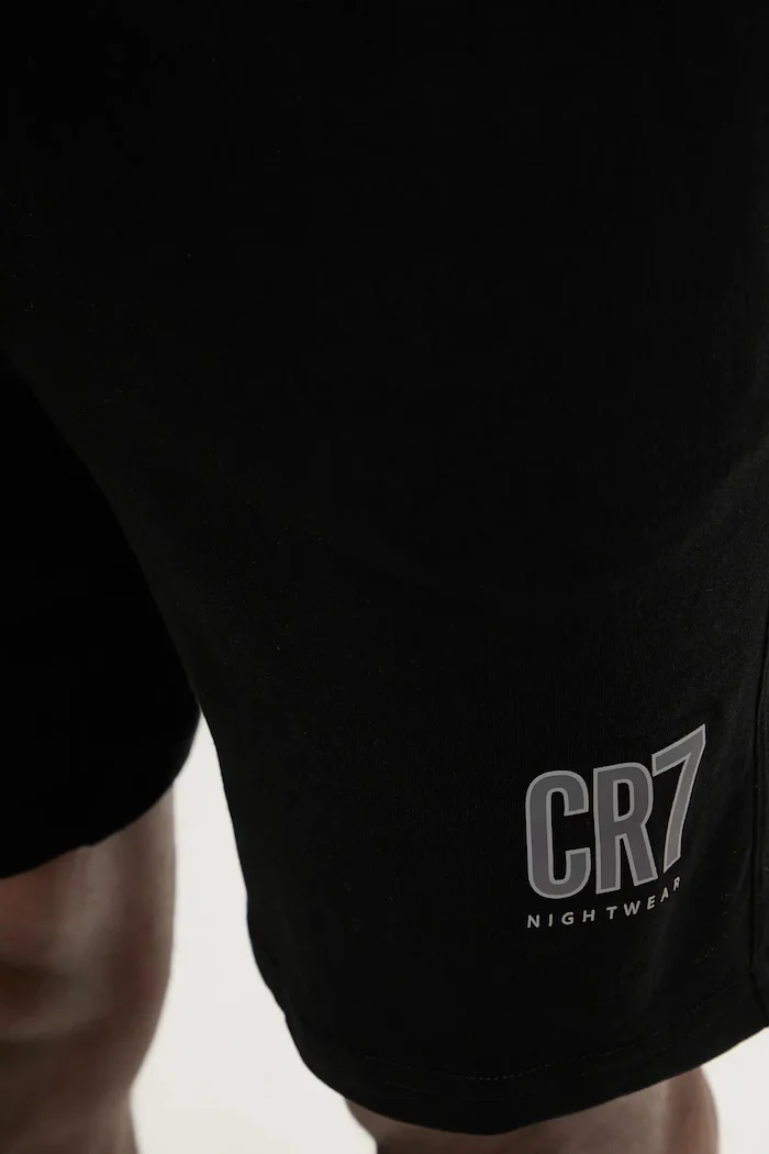CR7 Cristiano Ronaldo Памучна пижама в черно с принт 8730.41.2613