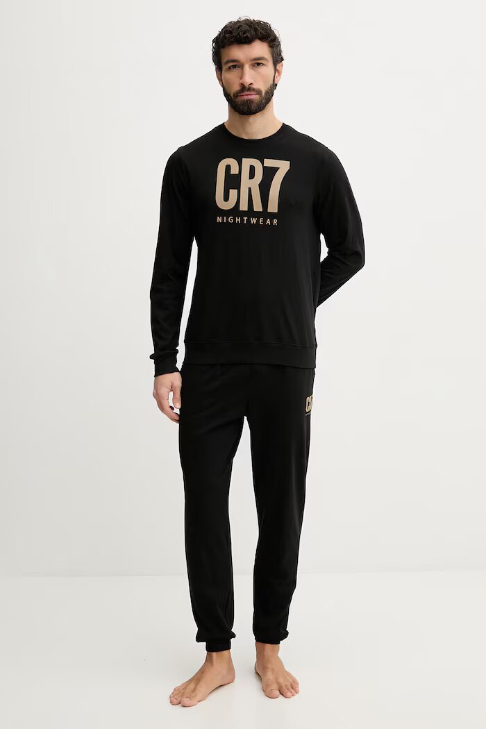 CR7 Cristiano Ronaldo пижама от две части мъжка памучна черна 8730-42-1055