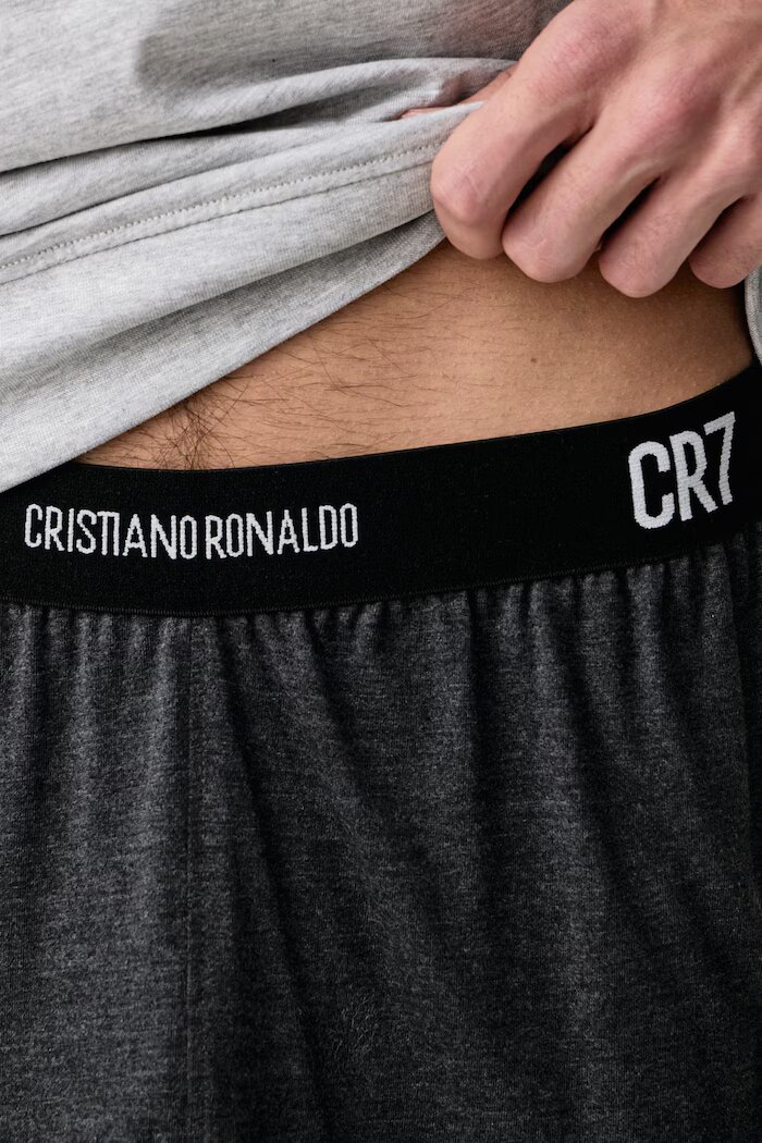 CR7 Cristiano Ronaldo пижама от две части мъжка с памук сива 8730-42-2604