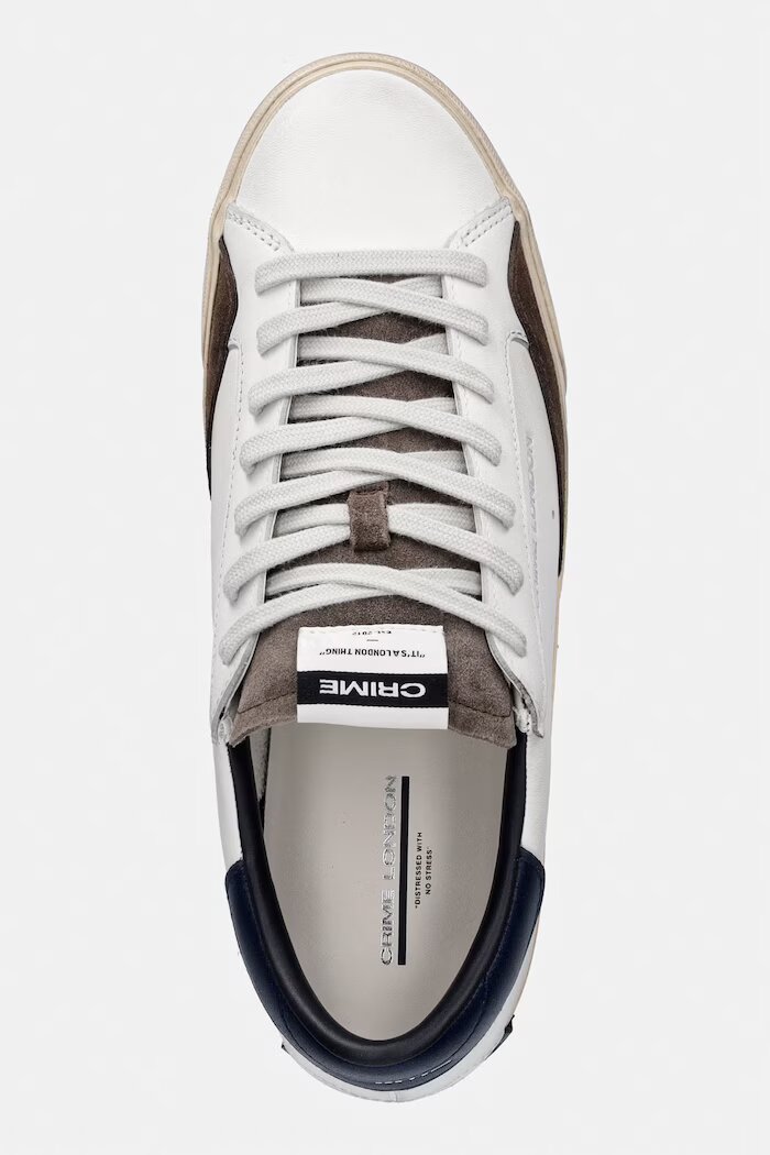 CRIME LONDON DISTRESSED 2.0 маратонки мъжки от кожа бели 10055AA9