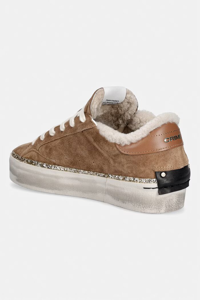 CRIME LONDON DISTRESSED PLATFORM маратонки дамски от велур кафяви 23053AA9