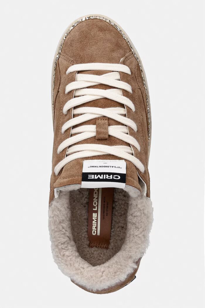 CRIME LONDON DISTRESSED PLATFORM маратонки дамски от велур кафяви 23053AA9